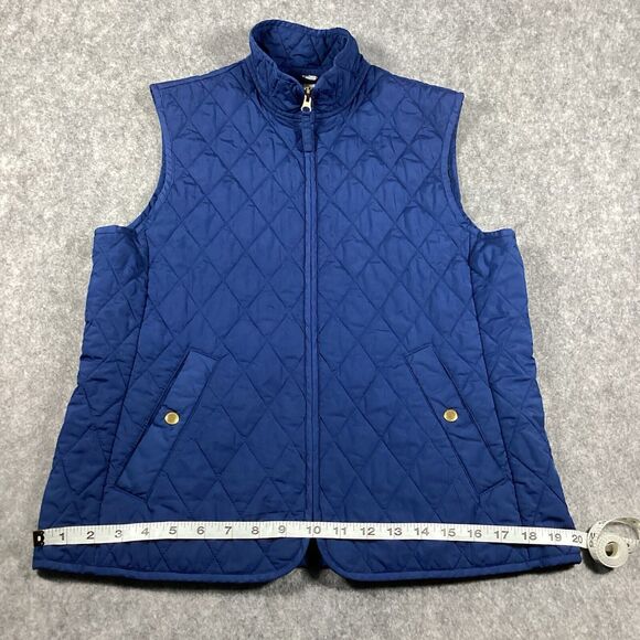 Lands End Puffer Vest Women’s Small Navy Blue Quilted Outdoor Pockets Vents - Picture 9 of 16